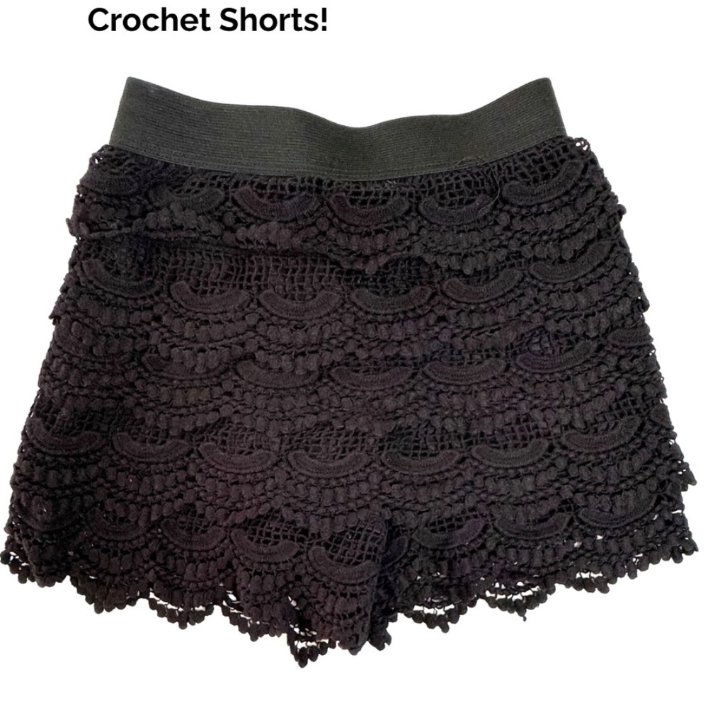 Aqua Black Shorts | Crochet Shorts | Size XS